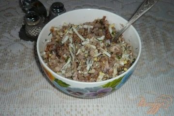 фото рецепта Гречневая каша с яйцами и куриным мясом