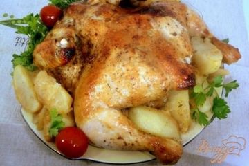 фото рецепта Курица, запеченная с соусом ткемали