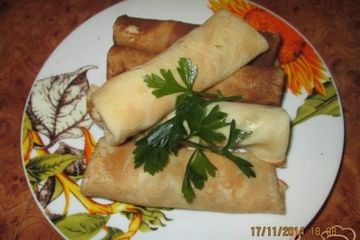 фото рецепта Блинчики  с грибами и курицей