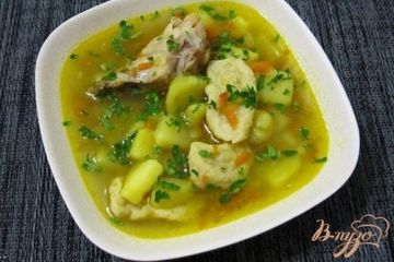 фото рецепта Суп с галушками и куриными крылышками