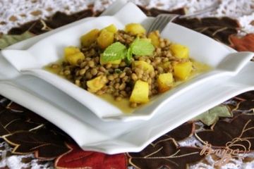 фото рецепта Салат из тыквы и зелёной чечевицы Палитра вкусов