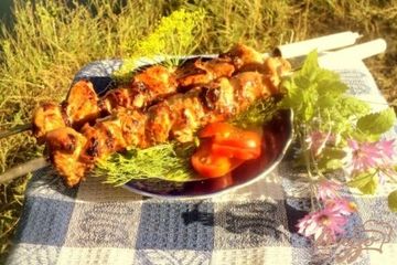 фото рецепта Шашлык из куриного филе с прослойками сала