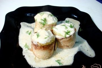 фото рецепта Кабачковые рулетики с фаршем в соусе