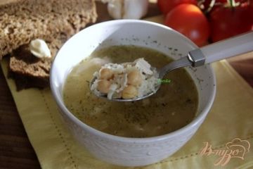 фото рецепта Куриный суп с рисом и нутом
