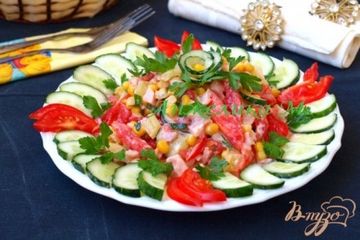 фото рецепта Лёгкий салат с копчёной курицей