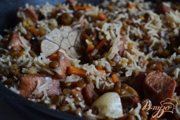 фото рецепта Плов с куриным мясом и чечевицей