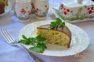 фото рецепта Пирог наливной с капустой и курицей