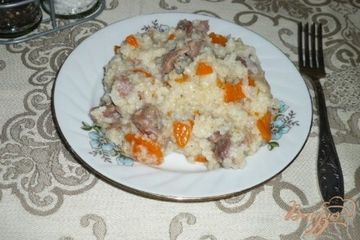 фото рецепта Рисовая каша с куриными желудками