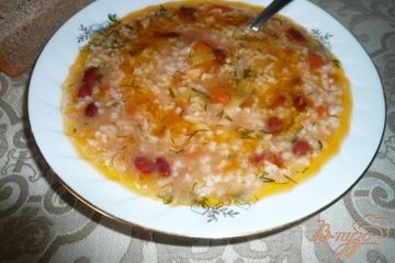 фото рецепта Суп томатный с рисом и фасолью
