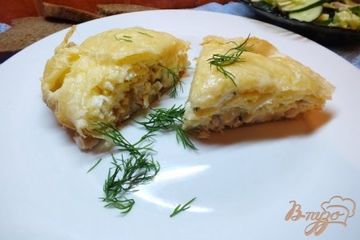 фото рецепта Пирог из лаваша с курицей и яйцом