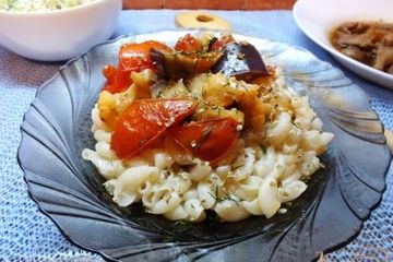 фото рецепта Макароны с печеными овощами
