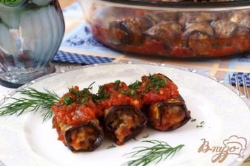 фото рецепта Рулеты из баклажанов с мясным фаршем