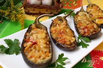 фото рецепта Баклажаны фаршированные овощами и копчёной грудинкой