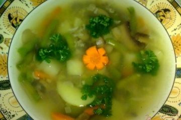 фото рецепта Суп со спаржевой фасолью и грибами