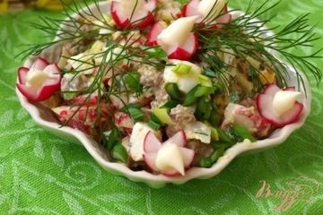 фото рецепта Мясной салат с редисом