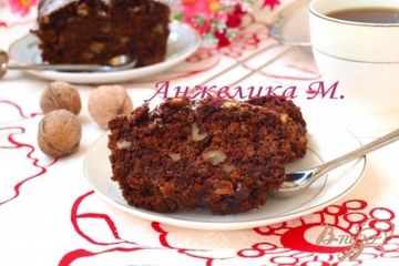 фото рецепта Постный шоколадный манник с изюмом и орехами