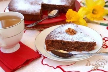 фото рецепта Постный медово-шоколадный манник с изюмом и орехами