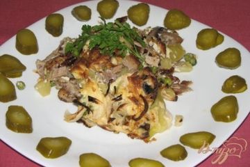 фото рецепта Мясо с овощами под сырной шапкой.