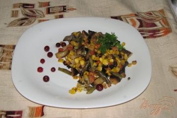 фото рецепта Овощи печеные Сковородка с грибами