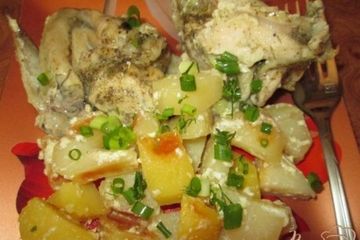 фото рецепта Нежная курица с картошкой в кулинарном рукаве