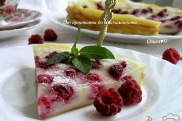 фото рецепта Клафути с малиной (в мультиварке)