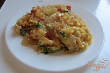 фото рецепта Макароны с овощами под сырной шубкой