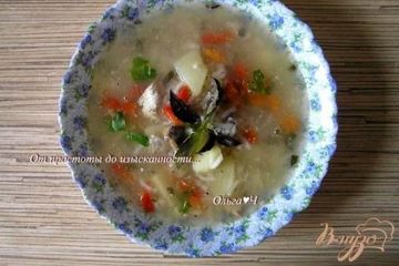 фото рецепта Суп с рисом, консервой и базиликом