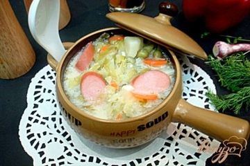 фото рецепта Суп с сырками и зелёным горошком