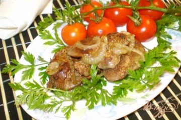 фото рецепта Печень утиная с луком и перцем