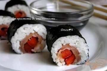 фото рецепта Роллы с кетой и сладким перцем