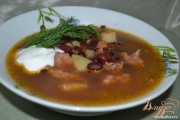 фото рецепта Фасолевый суп с клецками из цельнозерновой муки