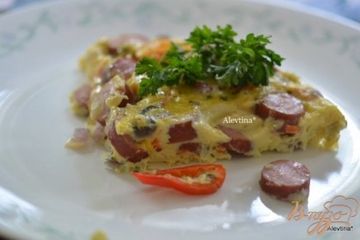 фото рецепта Фриттата с сосисками и сладким перцем