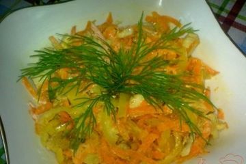 фото рецепта Салат из моркови, перца и курицы