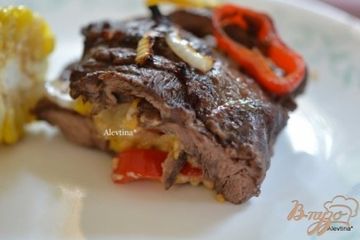 фото рецепта Говядина с сыром и перцем сладким