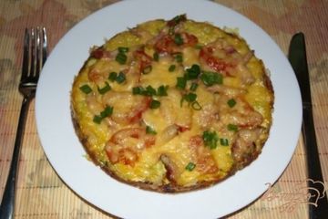фото рецепта Пицца из цукини(кабачка) с беконом и помидорами