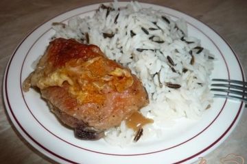 фото рецепта Курица, запеченная с мандаринами и медом