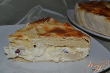 фото рецепта Пирог из лаваша с творожной массой и грушами