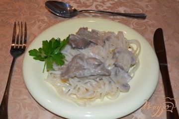 фото рецепта Рисовая лапша с грибами