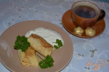 фото рецепта Блины на кислом молоке с мясной начинкой