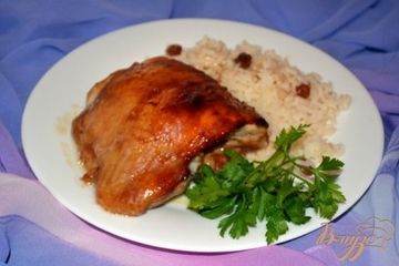 фото рецепта Курица в соусе Терияки с рисом и изюмом