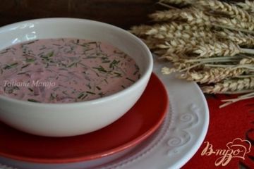 фото рецепта Окрошка  со свеклой и копченой курятиной