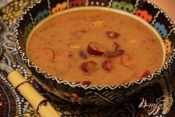 фото рецепта Суп с тыквой, фасолью и колбасками