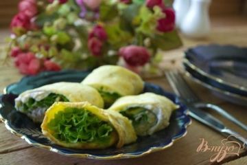 фото рецепта Рулет с салатом и курицей