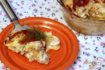 фото рецепта Гратин  из картофеля с копченой семгой и беконом