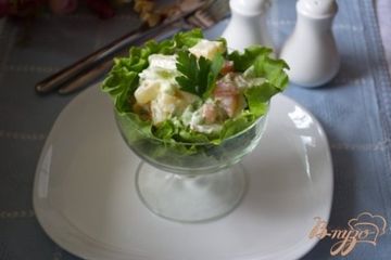 фото рецепта Салат Майский с ананасом и куриным балыком