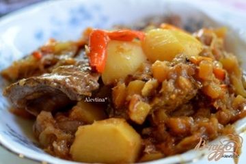 фото рецепта Говядина тушеная с ананасами