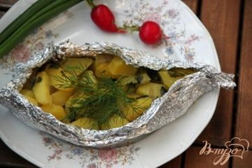 фото рецепта Картофель с салом и зеленью