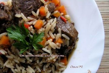 фото рецепта Свинина с рисом и овощами (в мультиварке)