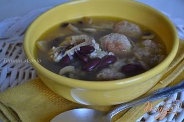 фото рецепта Суп с мясными шариками  и булгуром