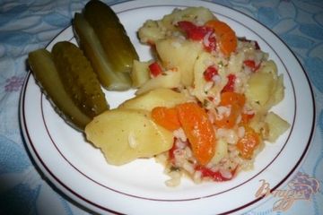 фото рецепта Картофель с рисом тушеный